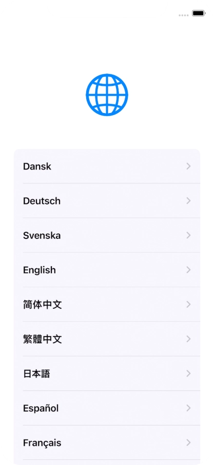 Press the required language.