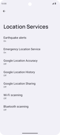 Press Google Location Accuracy. Press Google Location Accuracy.