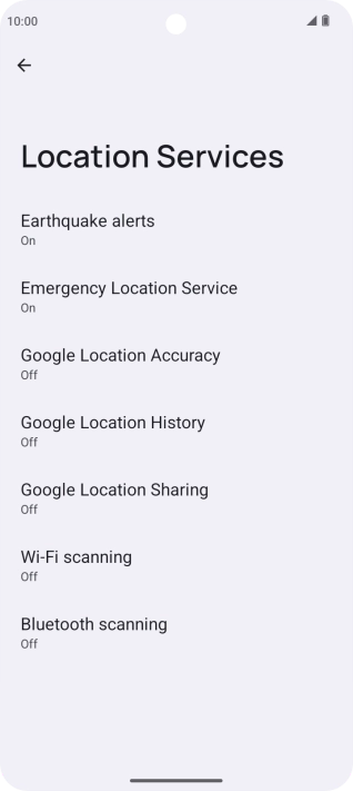Press Google Location Accuracy. Press Google Location Accuracy.