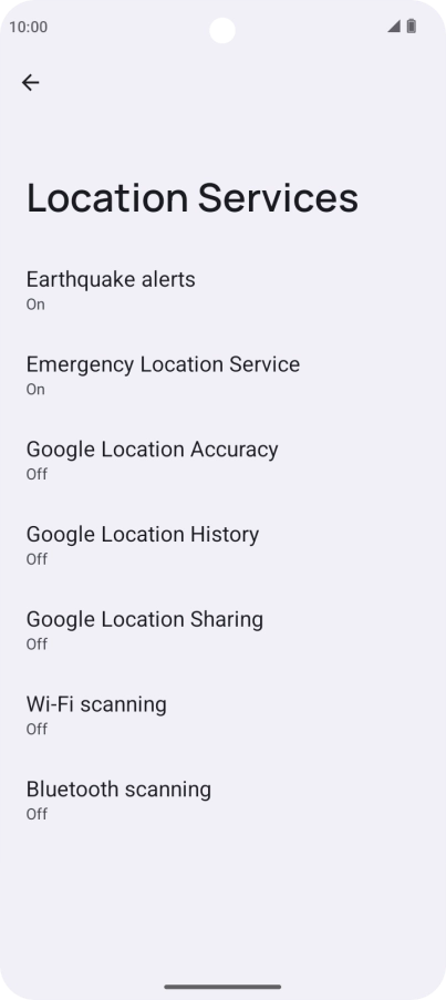 Press Google Location Accuracy. Press Google Location Accuracy.