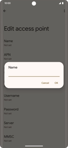 Key in Vodafone Internet and press OK.
