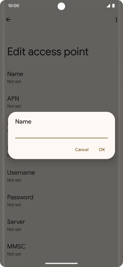 Key in Vodafone Internet and press OK.