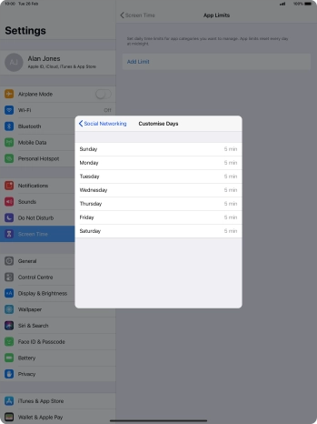 Press the required days.