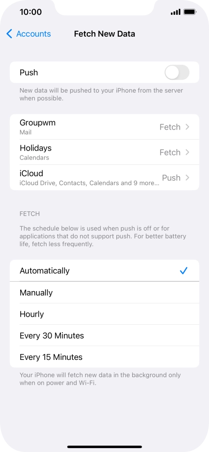 If you turn off the function, press the required setting.