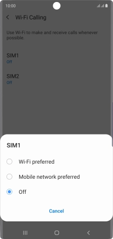 Press the required setting to turn the function on or off.