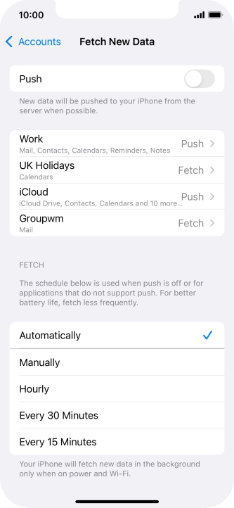 If you turn off the function, press the required setting.