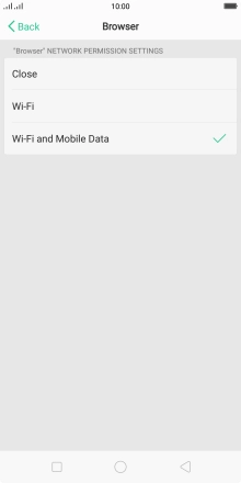 Press the required setting.