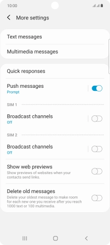 Press Text messages.