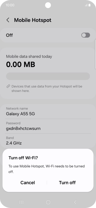 If Wi-Fi is turned on, press Turn off.