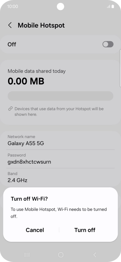 If Wi-Fi is turned on, press Turn off.