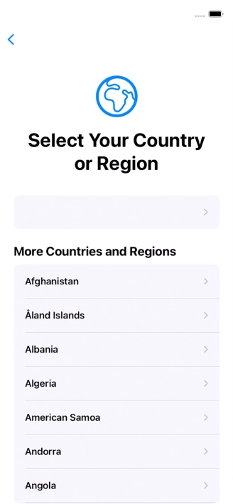 Press the required country or area.