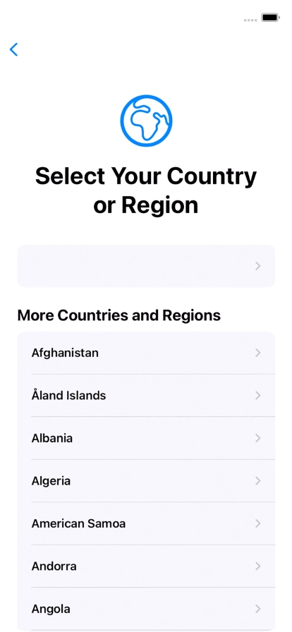 Press the required country or area.