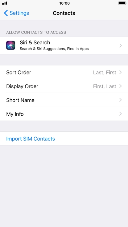 Press Import SIM Contacts.