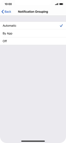 Press the required setting.
