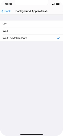 To turn off background refresh of apps, press Off.