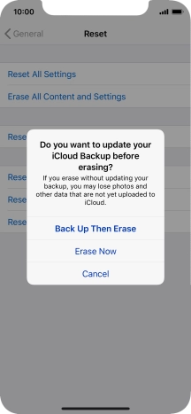Press the required setting.