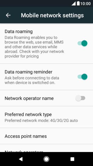 Press Preferred network type.
