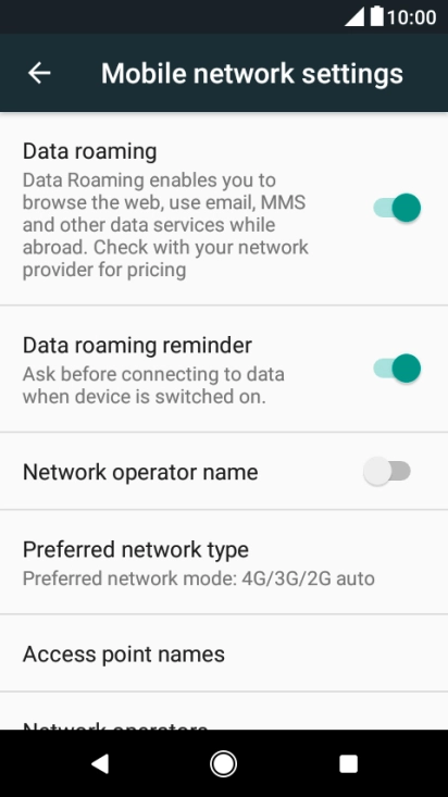 Press Preferred network type.
