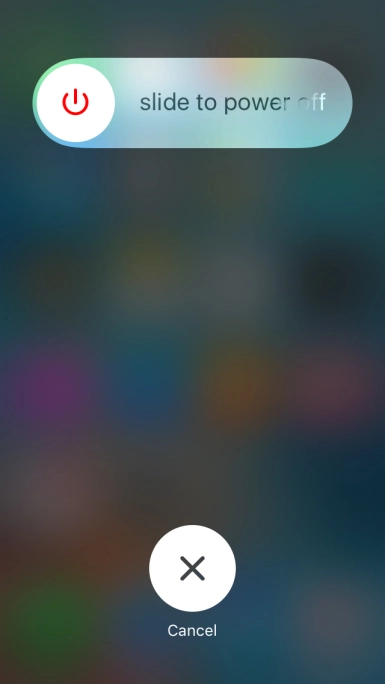Press and drag the power off icon right.