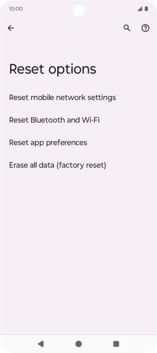 Press Erase all data (factory reset).