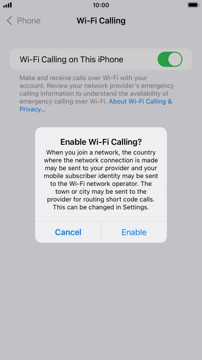 If you turn on the function, press Enable.