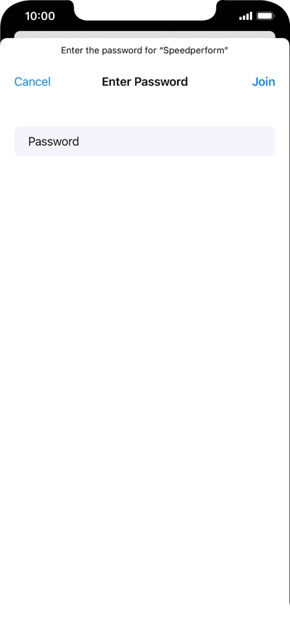 Key in the password for the Wi-Fi network and press Join.