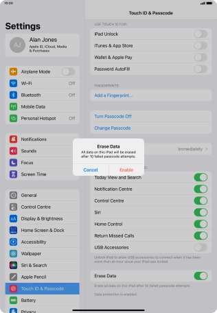 If you turn on the function, press Enable. If you turn on the function, press Enable.