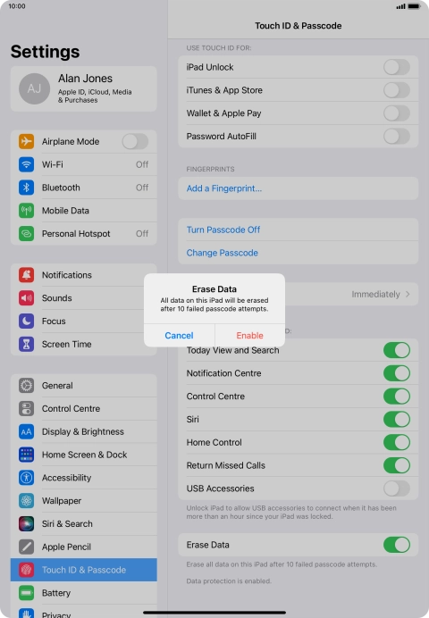 If you turn on the function, press Enable. If you turn on the function, press Enable.