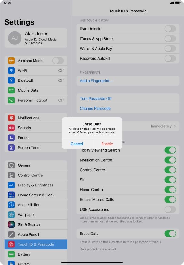 If you turn on the function, press Enable. If you turn on the function, press Enable.