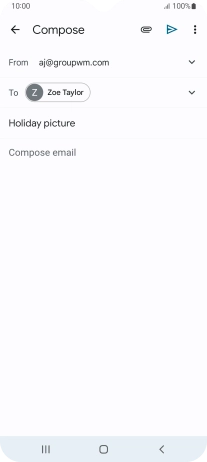 Press the text input field and write the text for your email message.