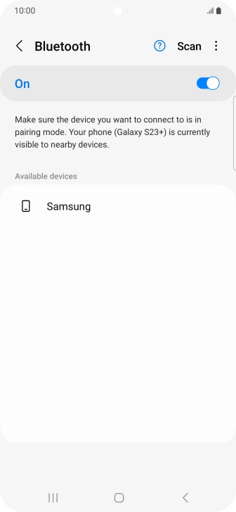 Press the required Bluetooth device and follow the instructions on the screen to pair the device with your phone. Press the required Bluetooth device and follow the instructions on the screen to pair the device with your phone.