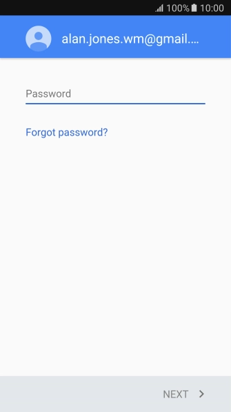 Press the text input field and key in the password for your Google account.