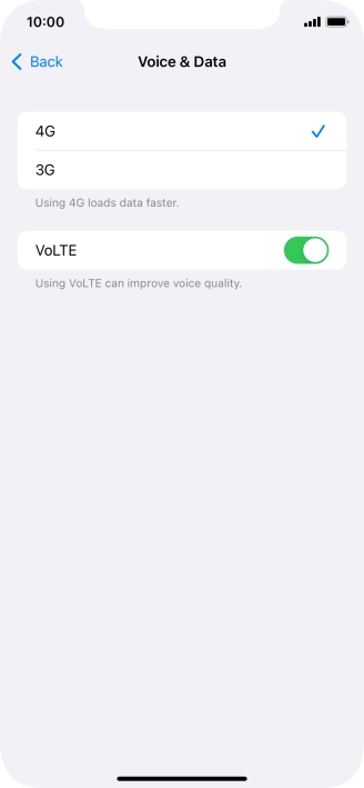Press the required network mode.