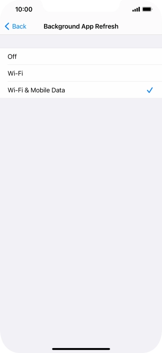 To turn off background refresh of apps, press Off.