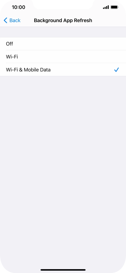 To turn off background refresh of apps, press Off.