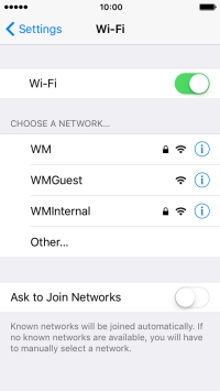 Press the required Wi-Fi network.