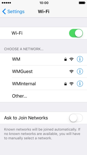 Press the required Wi-Fi network.