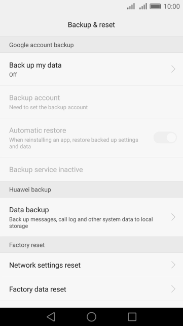 Press Factory data reset.