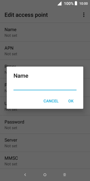 Key in Vodafone Internet and press OK.