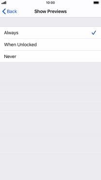 To select notification preview on the lock screen, press Always.