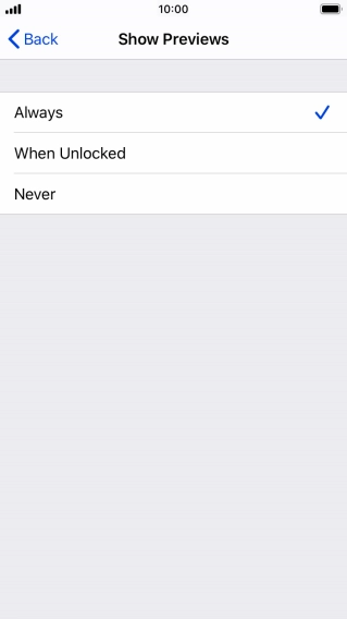 To select notification preview on the lock screen, press Always.