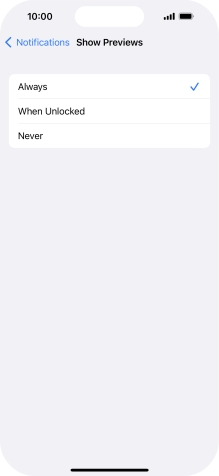 To select notification preview on the lock screen, press Always.