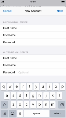 Press Password and key in the password for your email account. Please note that if you're using Vodafone's outgoing server, leave the password field empty.