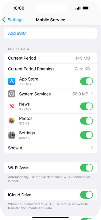 The total data usage is displayed next to Current Period.