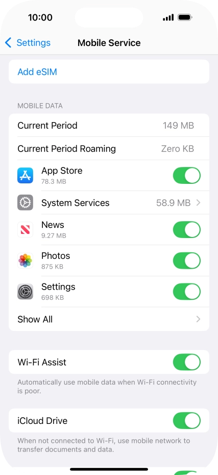 The total data usage is displayed next to Current Period.