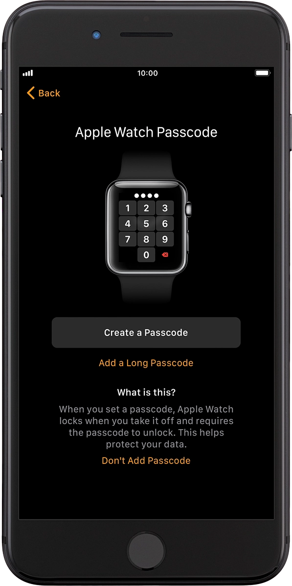 On your phone: Follow the instructions on the screen to turn on use of phone lock code or press Don't Add Passcode.