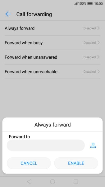 Key in +61414121121 and press ENABLE.