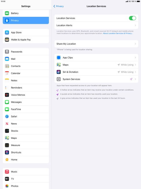Press the required application. Press the required application.