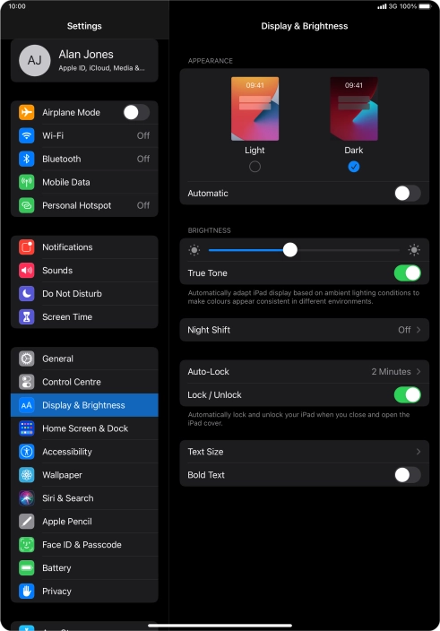 Press the indicator next to 