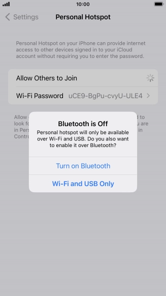 If Wi-Fi is turned on, press Wi-Fi and USB Only.